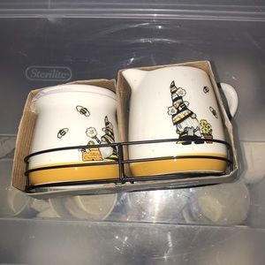 Heartland Hive Gnome & Bee Hive Sugar and Creamer Set W/Wire Basket-Brand New